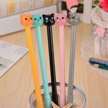 WIN-MARKET Lollipop Jelly Colorful Bear Cat Gel Pen Fashion Cute Cartoon Gel ball Pen Creative Cartoon Ball Pens Office School Supply Stationery (8 pcs)