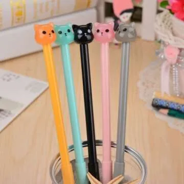WIN-MARKET Lollipop Jelly Colorful Bear Cat Gel Pen Fashion Cute Cartoon Gel ball Pen Creative Cartoon Ball Pens Office School Supply Stationery (8 pcs)