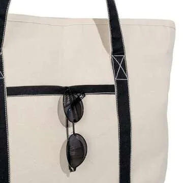 Extra Large Canvas Tote Bags with Zipper - 22 Inch Heavy Duty, Premium Zippered Tote Bag - Zip Top, 100% Organic Cotton, Sturdy, Washable Multipurpose Canvas Shopping Bag