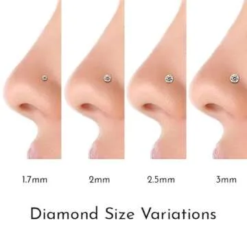 FreshTrends Diamond Nose Stud in 14K White Gold Nose Ring