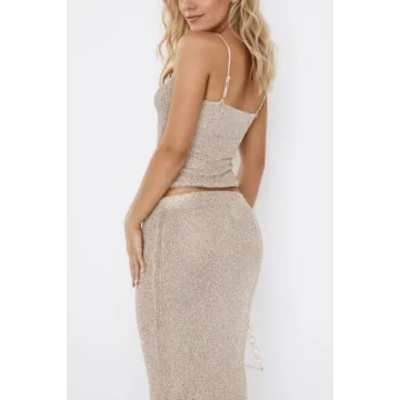 Naileksi Sexy Glitter Knit Clubwear 2-Piece Set for Women