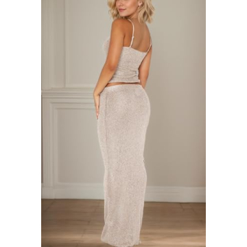 Naileksi Sexy Glitter Knit Clubwear 2-Piece Set for Women