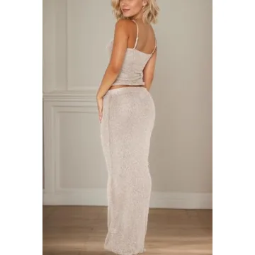 Naileksi Sexy Glitter Knit Clubwear 2-Piece Set for Women