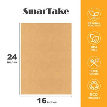 SMARTAKE 16x24 Inches Parchment Paper Baking Sheets, 100 Pcs Non-Stick Precut Baking Parchment (Unbleached)