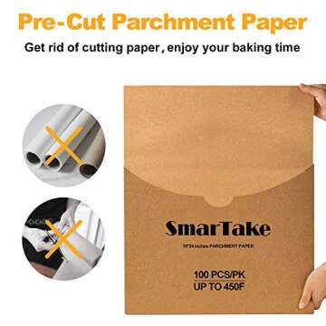 SMARTAKE 16x24 Inches Parchment Paper Baking Sheets, 100 Pcs Non-Stick Precut Baking Parchment (Unbleached)