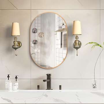 NEUWEABY Oval Bathroom Mirror Capsule Wall Vanity Mirror, 20"x30" Pill Mirrors Wall Mounted Mirror, ...