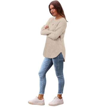 Saloogoe Womens Fall Fashion 2024 Tunic Shirts for Women Dressy Casual Long Sleeve Basic Tops Travel Outfits Trendy Cream M