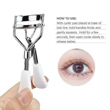Eyelash Curlers Makeup Eye Curling Beauth Tool Cosmetic Clip with Comfort Grip (White)