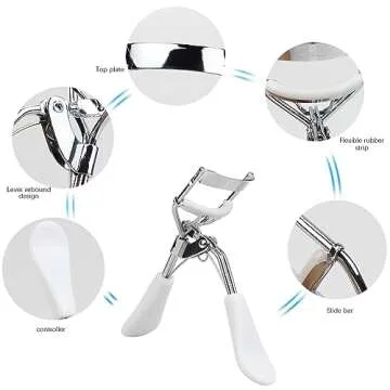 Eyelash Curlers Makeup Eye Curling Beauth Tool Cosmetic Clip with Comfort Grip (White)