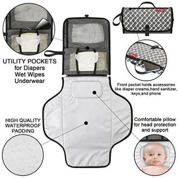Portable Diaper Changing Pad, BARST Portable Changing Pads with Smart Wipes Pocket Portable Baby Changing Station Gift for Baby Shower Newborn Unisex Baby Stuff