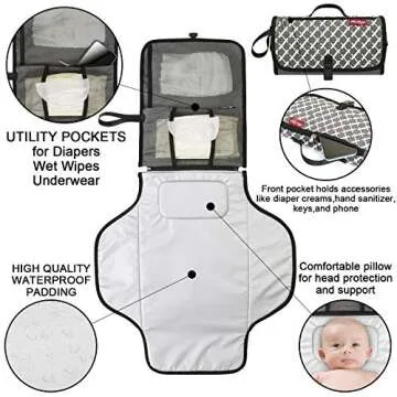 Portable Diaper Changing Pad, BARST Portable Changing Pads with Smart Wipes Pocket Portable Baby Changing Station Gift for Baby Shower Newborn Unisex Baby Stuff