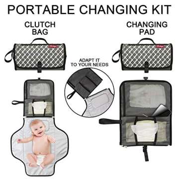Portable Diaper Changing Pad, BARST Portable Changing Pads with Smart Wipes Pocket Portable Baby Changing Station Gift for Baby Shower Newborn Unisex Baby Stuff