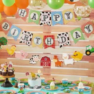WERNNSAI Farm Birthday Party Supplies - 153PCS Barnyard Animals Party Decorations for Kids Birthday Banner Balloons Tablecloth Plates Cups Napkins Spoons Forks Cutlery Utensils Serves 16 Guests