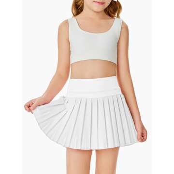 Haloumoning Girls Pleated Skirts with Shorts Athletic Skorts