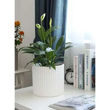 Shiny White Vintage-Style Ceramic Plant Pots for Indoors