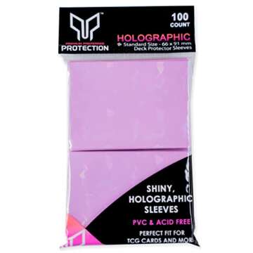 Premium Preferred Protection 100 Pink Holographic Card Sleeves Perfect Fit Shiny Trading Card Sleeves Standard Size Pokemon Sleeves | Fits Metazoo, Magic The Gathering, Pokemon, Dragon Ball Super