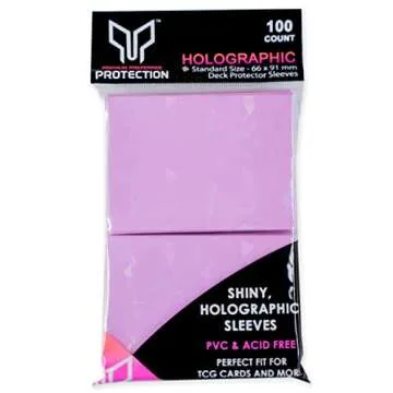 Premium Preferred Protection 100 Pink Holographic Card Sleeves Perfect Fit Shiny Trading Card Sleeves Standard Size Pokemon Sleeves | Fits Metazoo, Magic The Gathering, Pokemon, Dragon Ball Super