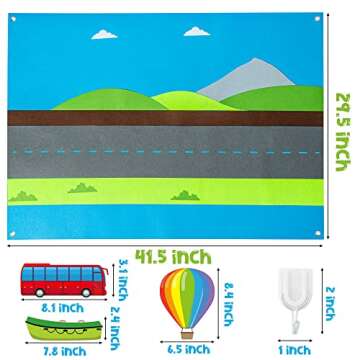 WATINC 35Pcs Vehicle Felt Story Board Set for Kids - Interactive Play Kit