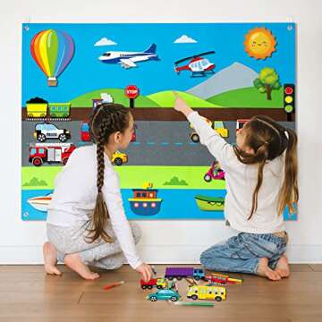WATINC Vehicle Felt Story Board Set for Interactive Learning