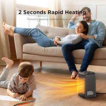 1500W Space Heater, Portable Ceramic Small Space Heater for Indoor Use, Overheated & Tip-Over Safety Protection, Personal Electric Space Heater with Thermostat for Desk, Office, Home, and Room Use