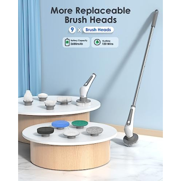 Electric Spin Scrubber Cordless with 9 Brush Heads