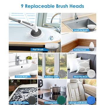 Electric Spin Scrubber Cordless with 9 Brush Heads