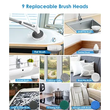 Electric Spin Scrubber Cordless with 9 Brush Heads