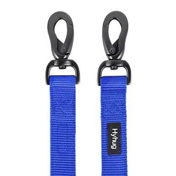 Hyhug Durable and Comfy 18'' Nylon Short Leash with Super Soft Neoprene Lined Handle for Large Medium Boy and Girl Dogs - Daily Use Walking and Professional Training. (Bright Blue)