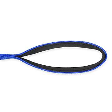 Hyhug Durable and Comfy 18'' Nylon Short Leash with Super Soft Neoprene Lined Handle for Large Medium Boy and Girl Dogs - Daily Use Walking and Professional Training. (Bright Blue)