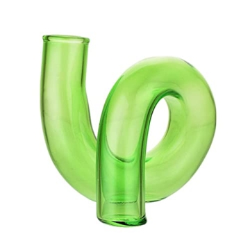 Clear Twist Pipe-Shaped Ceramic Flower Vase, Scandinavian Design Modern Glass Bud Vase, Minimalist A...