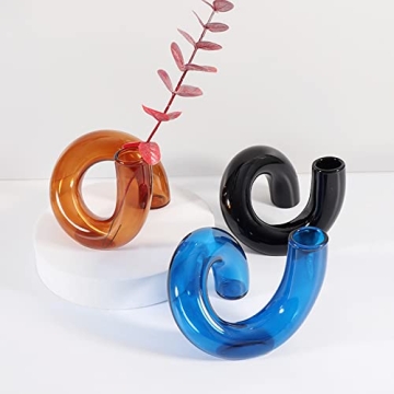 Clear Twist Pipe-Shaped Ceramic Flower Vase, Scandinavian Design Modern Glass Bud Vase, Minimalist Abstraction Vases, for Home Living Room Office Decor Centerpieces (Color : Green)