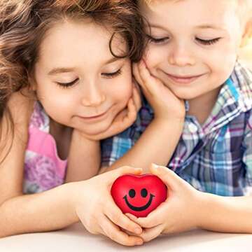 30 Pieces Heart Stress Balls, Smile Funny Face Stress Balls, Mini Foam Ball, Stress Relief Smile Balls for School Carnival Reward, Valentine Party Bag Gift Fillers (Red)