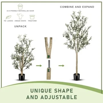 LYERSE 5ft(60") Olive Tree Artificial Indoor, Fake Potted Olive Tree with Planter Large Faux Olive Branches and Fruits Artificial Tree for Home Office Decor