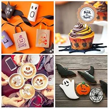 30 Pieces Halloween Cookie Stencils Reusable Small Halloween Stencils Coffee Templates Baking Painting Mold Tool for Halloween DIY Notebook Wood Sign Card Making(Classic Style)
