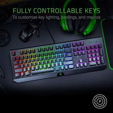 Razer BlackWidow Mechanical Gaming Keyboard: Ultimate Green Switches, RGB & Macro Functionality