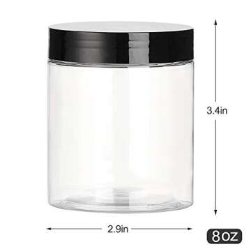 Dabacc 8 OZ Plastic Jars with Lids - Perfect for Storage Solutions
