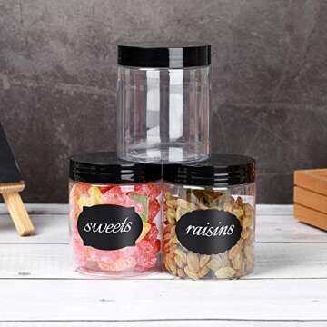 Dabacc 8 OZ Plastic Jars - Secure Food and Craft Storage