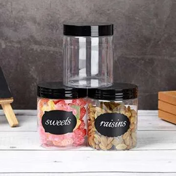 Dabacc 8 OZ Plastic Jars - Secure Food and Craft Storage