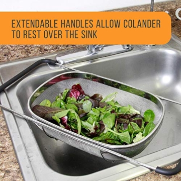 Premium Stainless Steel Colander with Expandable Handles