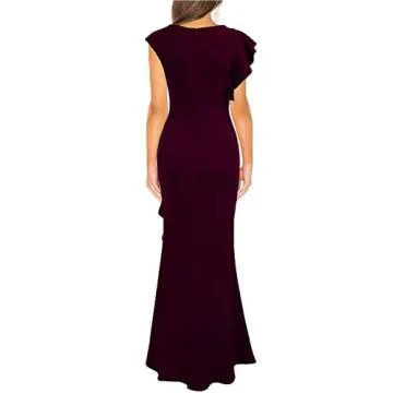 WOOSEA Women's Split Bodycon Mermaid Evening Cocktail Long Dress Burgundy
