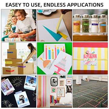 Colored Masking Tape, Rainbow Colors Painters Tape Colorful Craft Art Paper Tape for Kids Labeling Arts Crafts DIY Decorative Coding Decoration Teaching Supplies, 10 Rolls, 1 Inch Wide x 10.9Yards