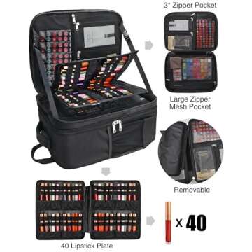 Makeup Backpack Makeup Artist Bag Professional Makeup Bag Extra Large Makeup Case Travel Train Case ...