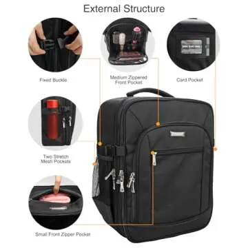 Makeup Backpack Makeup Artist Bag Professional Makeup Bag Extra Large Makeup Case Travel Train Case Storage Organizer Large Capacity Cosmetic Case with 4 Small Bag (Black, Large)