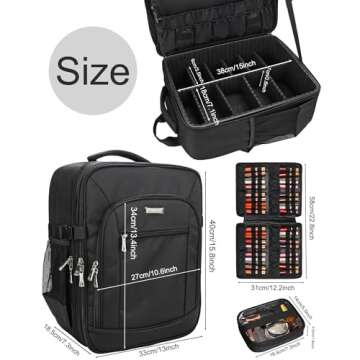 Makeup Backpack Makeup Artist Bag Professional Makeup Bag Extra Large Makeup Case Travel Train Case Storage Organizer Large Capacity Cosmetic Case with 4 Small Bag (Black, Large)