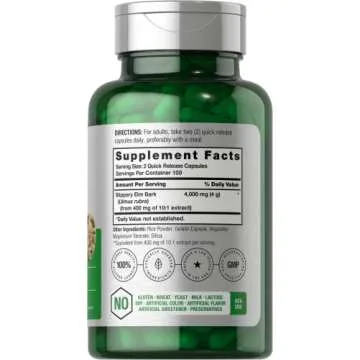 Horbäach Slippery Elm Bark Capsules - 200 Count for Wellness & Digestive Support