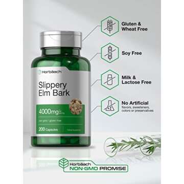 Horbäach Slippery Elm Bark Capsules for Digestive Health