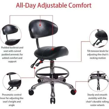 MWOSEN Saddle Stool Chair - Ergonomic Rolling Seat for All