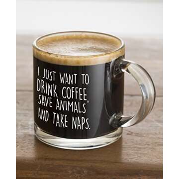 I Just Want to Drink Coffee Save Animals Take Naps Funny Coffee Mug 13oz - Unique Gift For Animal Lo...