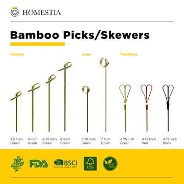 Homestia Bamboo Appetizer Toothpicks - 500ct Knotted Skewers