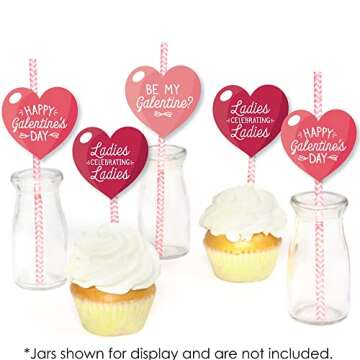 Happy Galentine’s Day Straw Decor for Memorable Parties